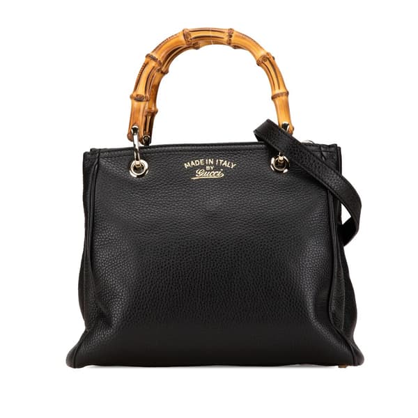Pre-owned Gucci Small Calfskin Bamboo Shopper Satchel Black