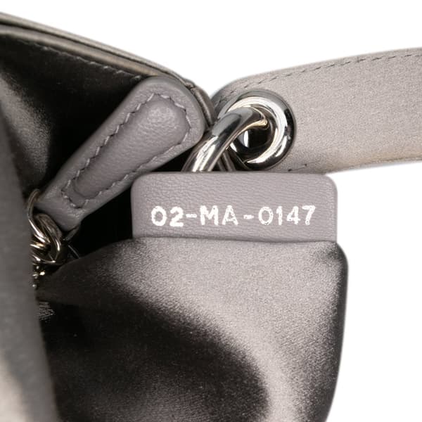 Pre-owned Dior Mini Satin Cannage Strass Crystal Embellished Lady Dior Gray