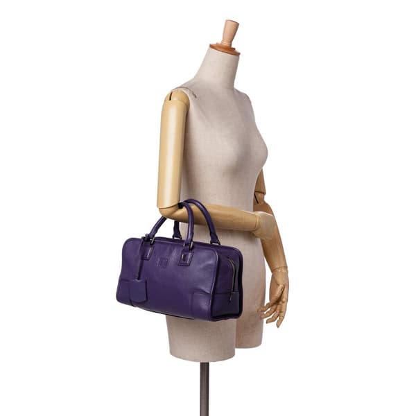 Pre-owned LOEWE Soft Grained Calfskin Amazona 28 Purple