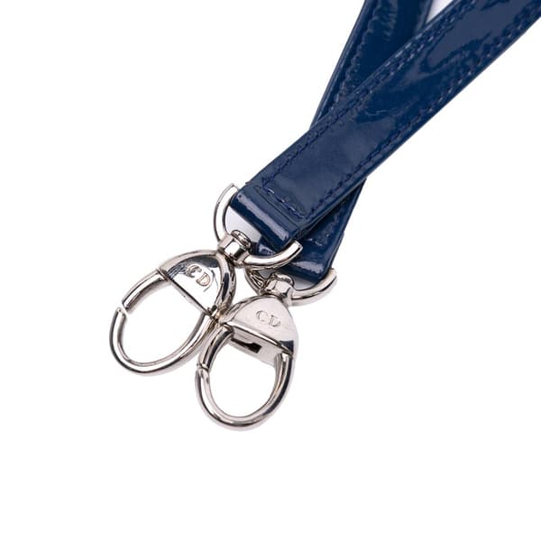 Pre-owned Dior Medium Patent Cannage Lady Dior Blue