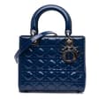 Miniatyrbild 1 av 10: Pre-owned Dior Medium Patent Cannage Lady Dior Blue
