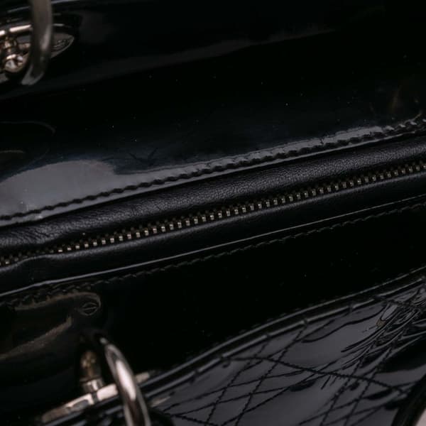 Pre-owned Dior Extra Large Patent Cannage Lady Dior Black