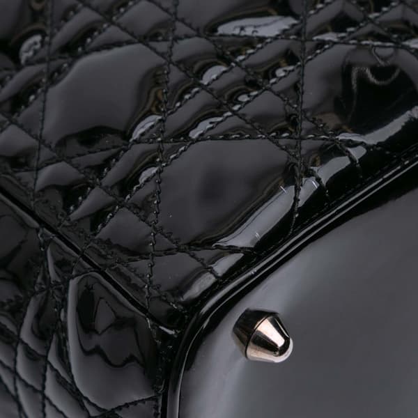 Pre-owned Dior Extra Large Patent Cannage Lady Dior Black