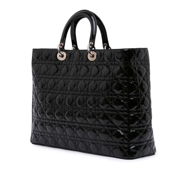 Pre-owned Dior Extra Large Patent Cannage Lady Dior Black