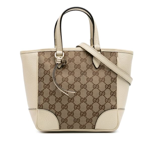 Pre-owned Gucci Small GG Canvas Bree Satchel Brown