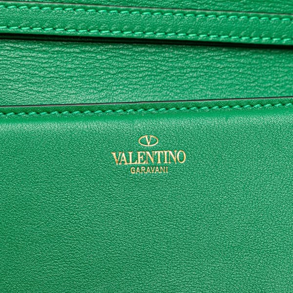 Pre-owned Valentino Calfskin VLogo Loco Satchel Green