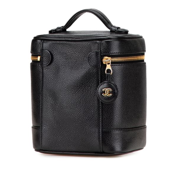 Pre-owned Chanel CC Caviar Vanity Case Black