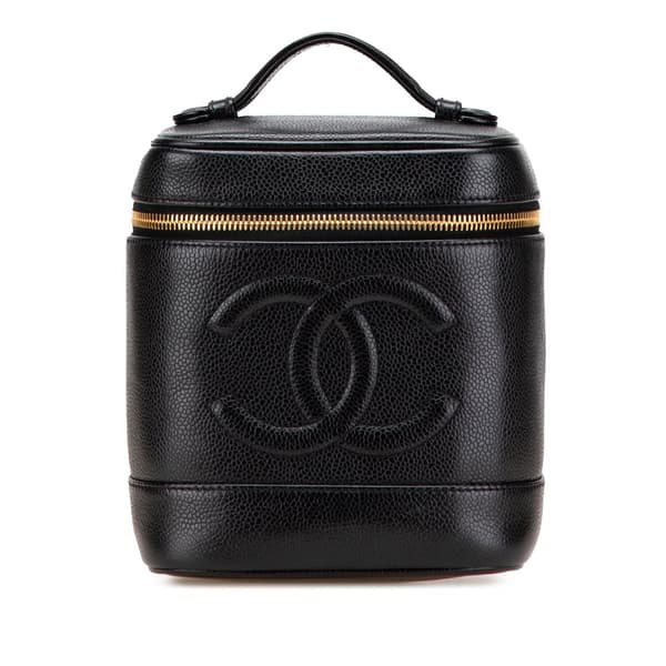 Pre-owned Chanel CC Caviar Vanity Case Black