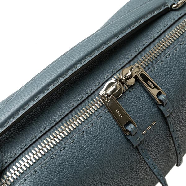 Pre-owned Fendi Leather Selleria Lei Whipstitch Satchel Blue