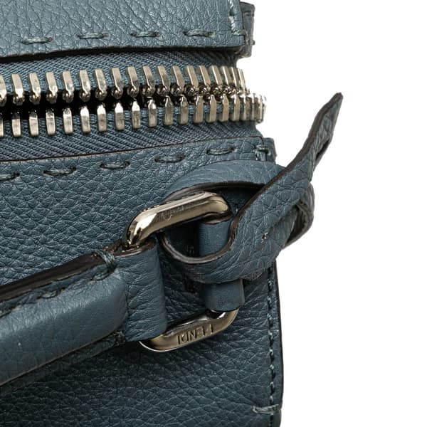 Pre-owned Fendi Leather Selleria Lei Whipstitch Satchel Blue
