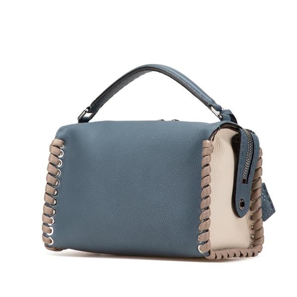 Pre-owned Fendi Leather Selleria Lei Whipstitch Satchel Blue