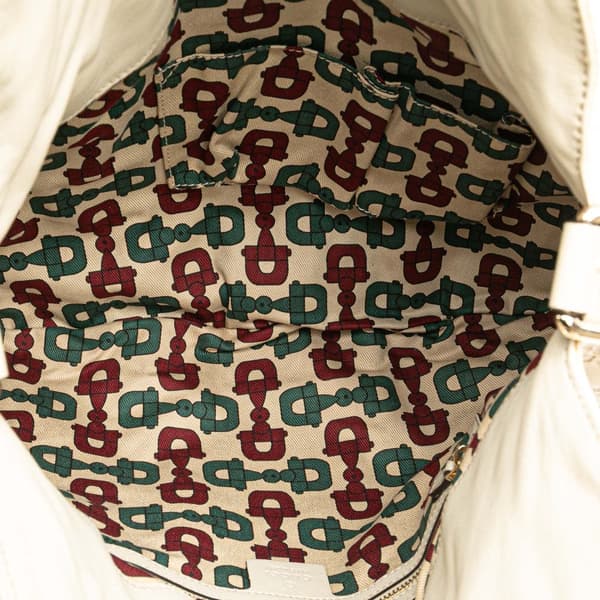 Pre-owned Gucci Guccissima Hysteria Satchel White