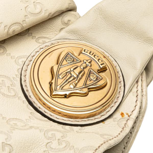 Pre-owned Gucci Guccissima Hysteria Satchel White