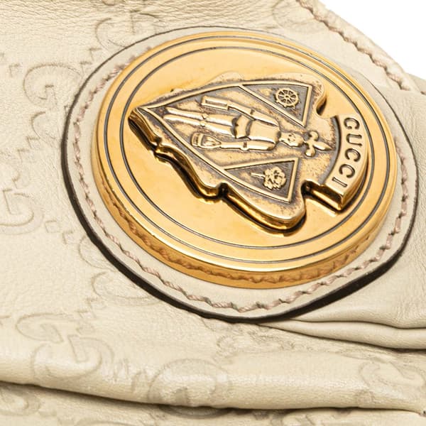 Pre-owned Gucci Guccissima Hysteria Satchel White