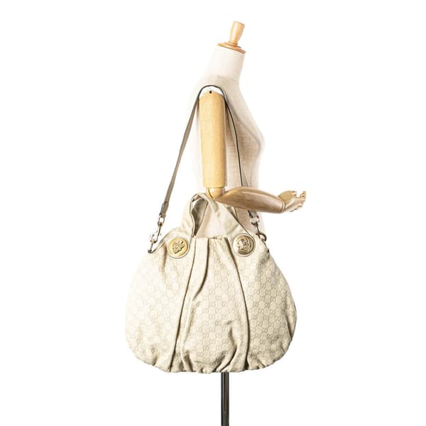 Pre-owned Gucci Guccissima Hysteria Satchel White