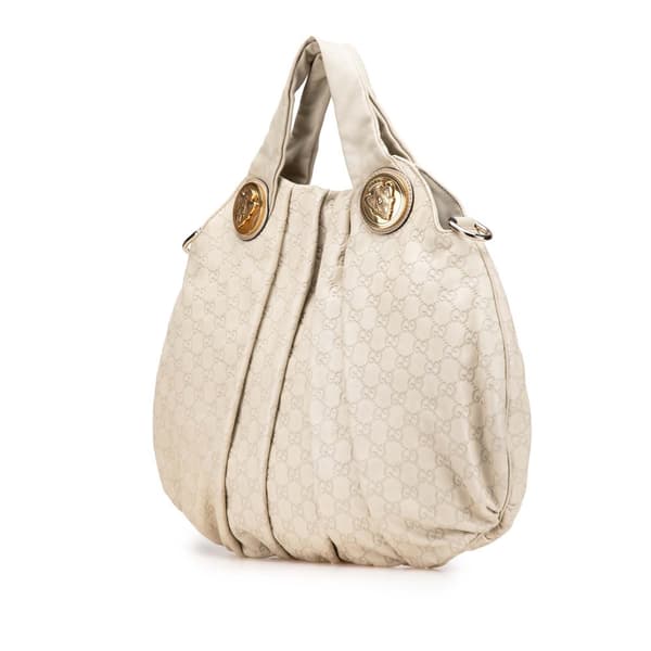 Pre-owned Gucci Guccissima Hysteria Satchel White