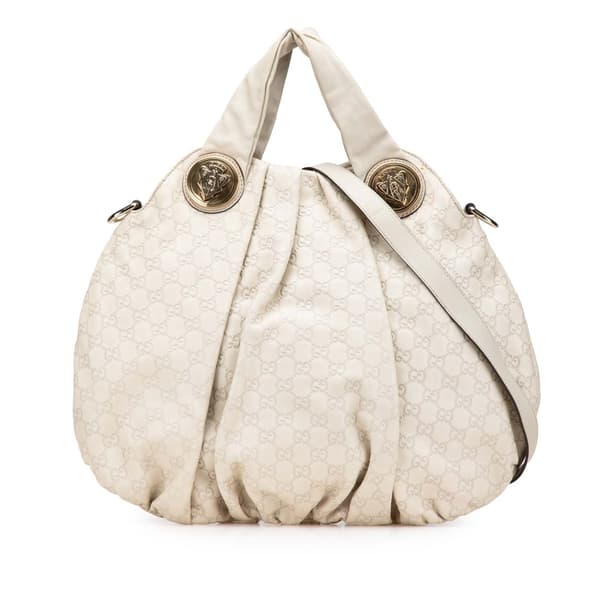 Pre-owned Gucci Guccissima Hysteria Satchel White