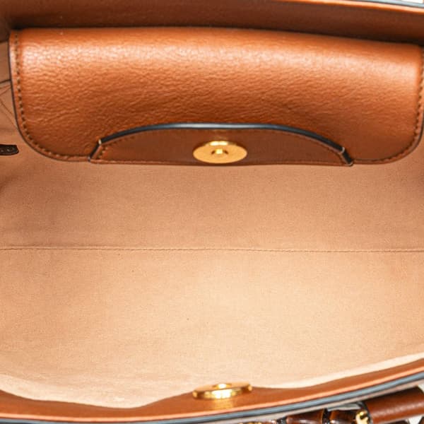Pre-owned Gucci Small Leather Bamboo Diana Satchel Brown