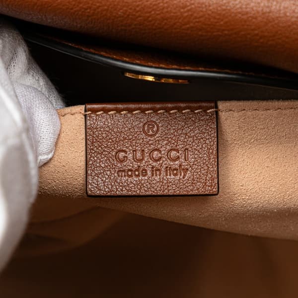 Pre-owned Gucci Small Leather Bamboo Diana Satchel Brown