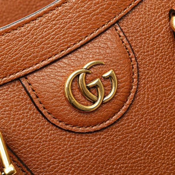 Pre-owned Gucci Small Leather Bamboo Diana Satchel Brown