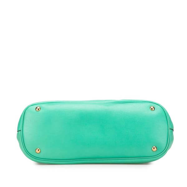 Pre-owned Gucci Leather Bright Bit Satchel Green