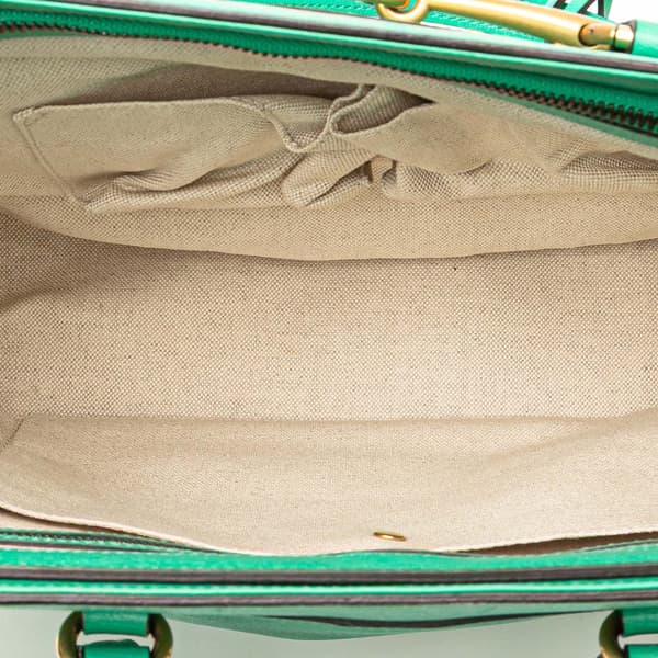 Pre-owned Gucci Leather Bright Bit Satchel Green