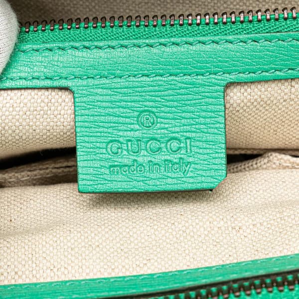 Pre-owned Gucci Leather Bright Bit Satchel Green