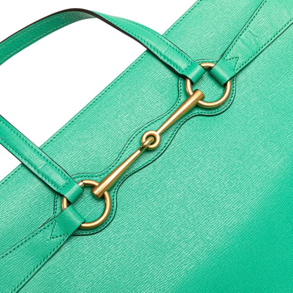 Pre-owned Gucci Leather Bright Bit Satchel Green