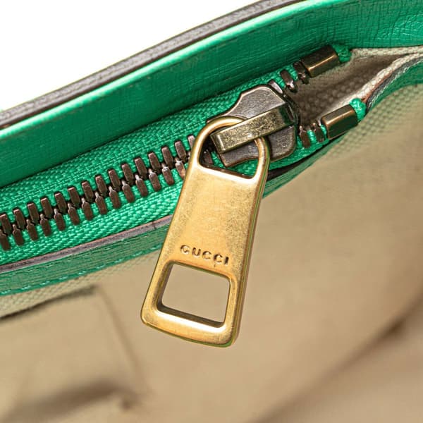 Pre-owned Gucci Leather Bright Bit Satchel Green
