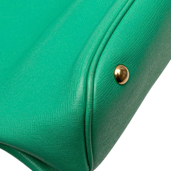 Pre-owned Gucci Leather Bright Bit Satchel Green