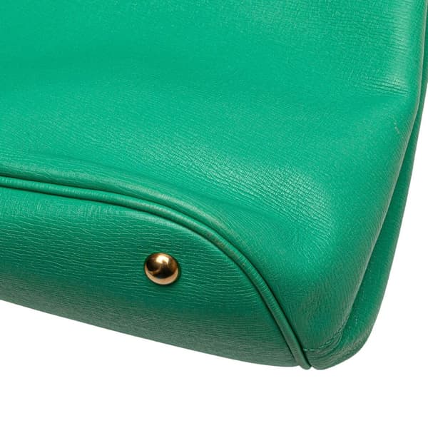Pre-owned Gucci Leather Bright Bit Satchel Green