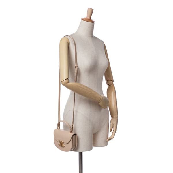 Pre-owned Celine Mini Shiny Calfskin Besace Clea Satchel Brown