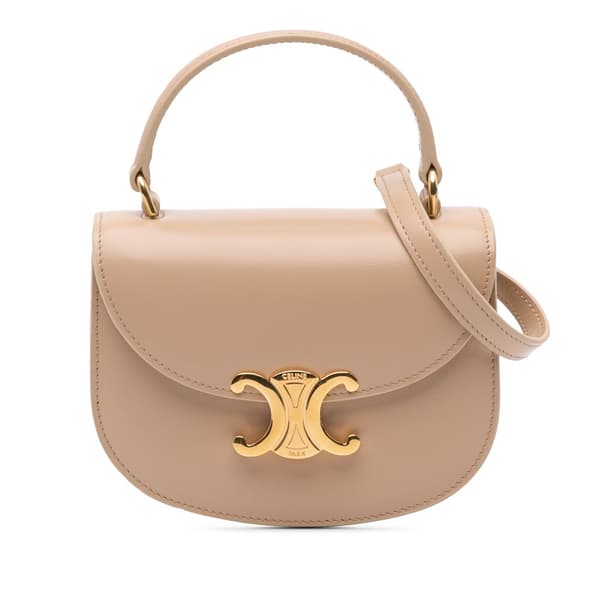 Pre-owned Celine Mini Shiny Calfskin Besace Clea Satchel Brown