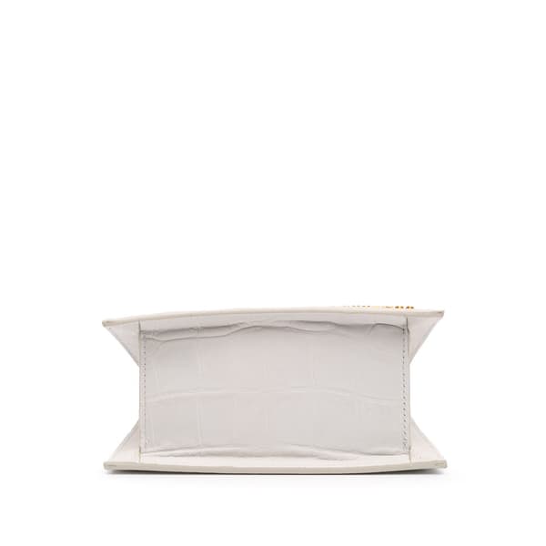 Pre-owned Jacquemus Croc Embossed Calfskin Le Chiquito Moyen White