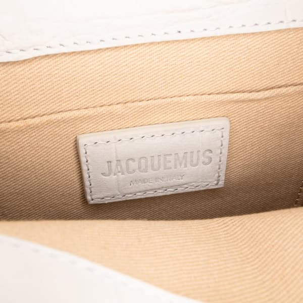 Pre-owned Jacquemus Croc Embossed Calfskin Le Chiquito Moyen White