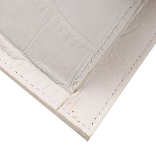 Pre-owned Jacquemus Croc Embossed Calfskin Le Chiquito Moyen White