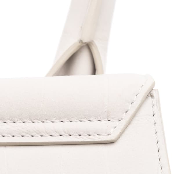 Pre-owned Jacquemus Croc Embossed Calfskin Le Chiquito Moyen White