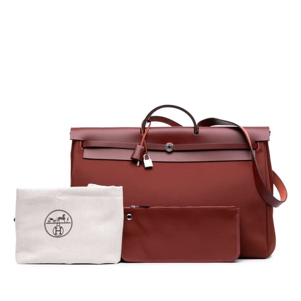 Pre-owned Hermès Toile Militaire Vache Hunter Herbag Zip 31 Red