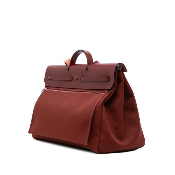 Pre-owned Hermès Toile Militaire Vache Hunter Herbag Zip 31 Red