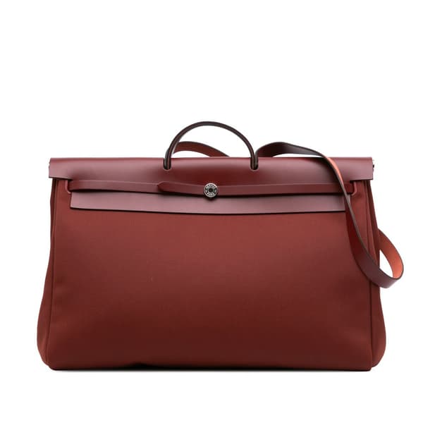 Pre-owned Hermès Toile Militaire Vache Hunter Herbag Zip 31 Red