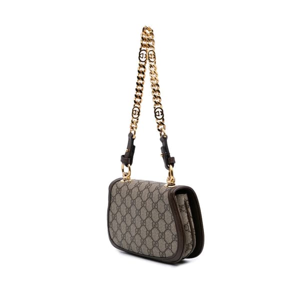 Pre-owned Gucci Mini GG Supreme Blondie Satchel Brown