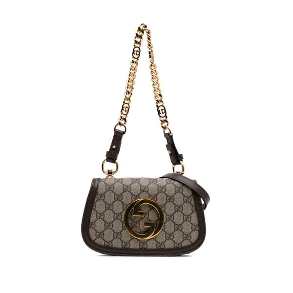 Pre-owned Gucci Mini GG Supreme Blondie Satchel Brown