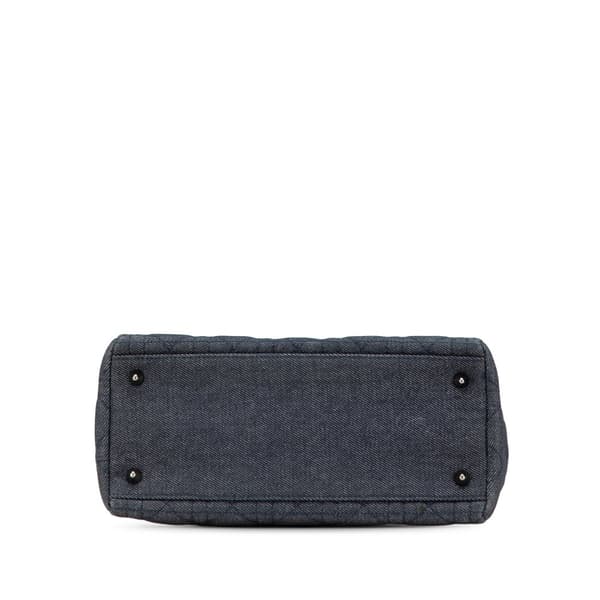 Pre-owned Dior Medium Denim Cannage Lady Dior Blue