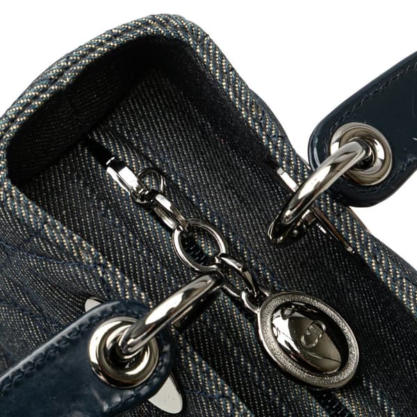 Pre-owned Dior Medium Denim Cannage Lady Dior Blue