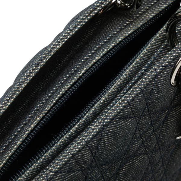 Pre-owned Dior Medium Denim Cannage Lady Dior Blue