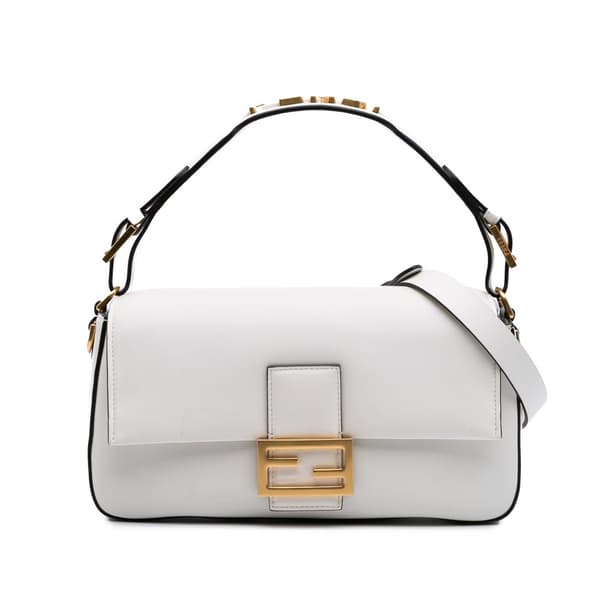 Pre-owned Fendi Leather Convertible Baguette Satchel White