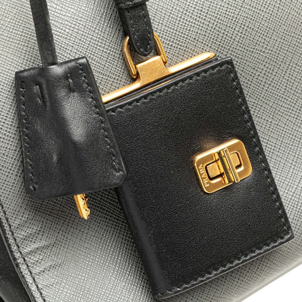 Pre-owned Prada Saffiano and City Calf Esplanade Bag Gray