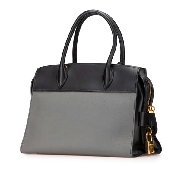Pre-owned Prada Saffiano and City Calf Esplanade Bag Gray