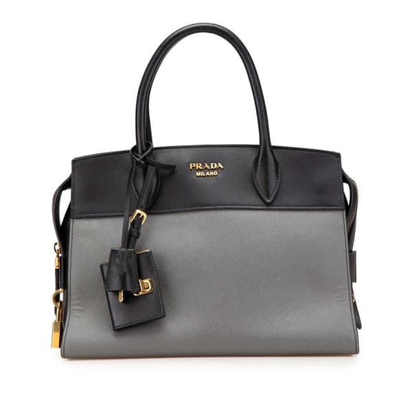 Pre-owned Prada Saffiano and City Calf Esplanade Bag Gray