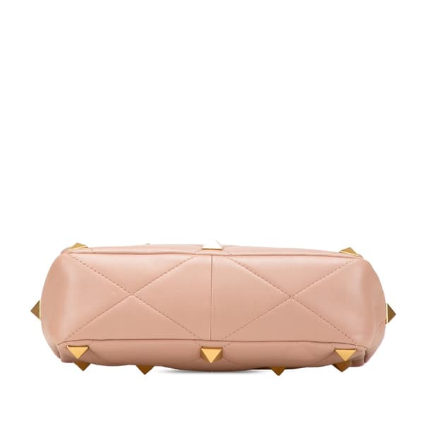 Pre-owned Valentino Large Nappa Roman Stud Satchel Pink
